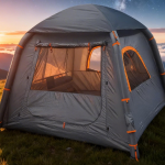 Inflatable Tents for Camping with Stove Jack for 4 Person Easy Setup Blow up Tents for 4 Seasons Waterproof Inflatable Air Tent, Glamping Tent House