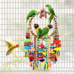 Bird Toys Bird Rope Ring Swing Perch with Corn Cob Cardboard Bagels for Small to Medium-Sized Birds - Image 3