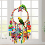 Bird Toys Bird Rope Ring Swing Perch with Corn Cob Cardboard Bagels for Small to Medium-Sized Birds - Image 2