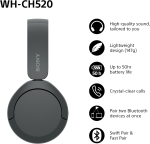 Sony WH-CH520 Wireless Bluetooth On-Ear Headphones - Image 4