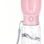 Dog Water Bottle 350Ml Sakura Pink Leak Proof Portable Dog Travel Water Bottle