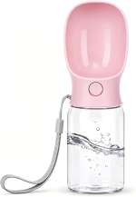 Dog Water Bottle 350Ml Sakura Pink Leak Proof Portable Dog Travel Water Bottle