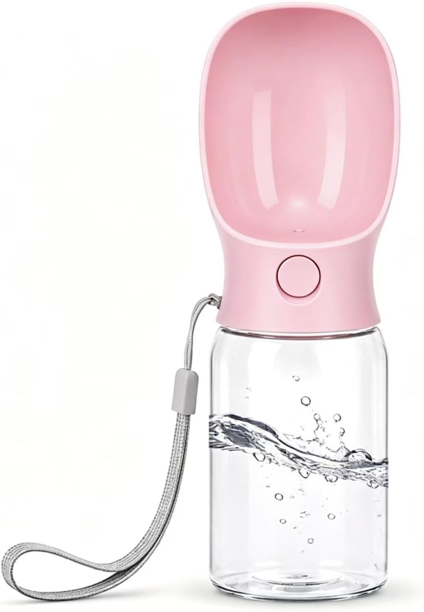 031855cf79e74b073ff59d4d2246b5bb.png Dog Water Bottle 350Ml Sakura Pink Leak Proof Portable Dog Travel Water Bottle - Image 1
