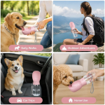 Dog Water Bottle 350Ml Sakura Pink Leak Proof Portable Dog Travel Water Bottle - Image 4